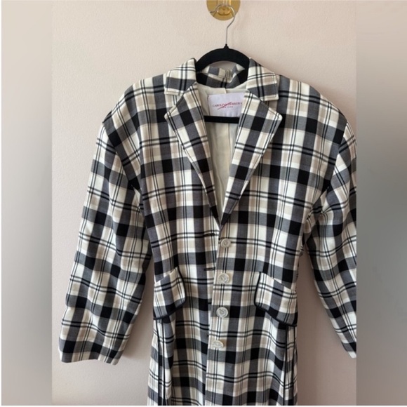 Carolina Herrera Tartan Trench Coat with cinched Waist size 4 - Picture 7 of 8